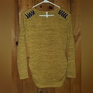 NY COLLECTION ladies long sleeve blouse in mustard yellow, size M